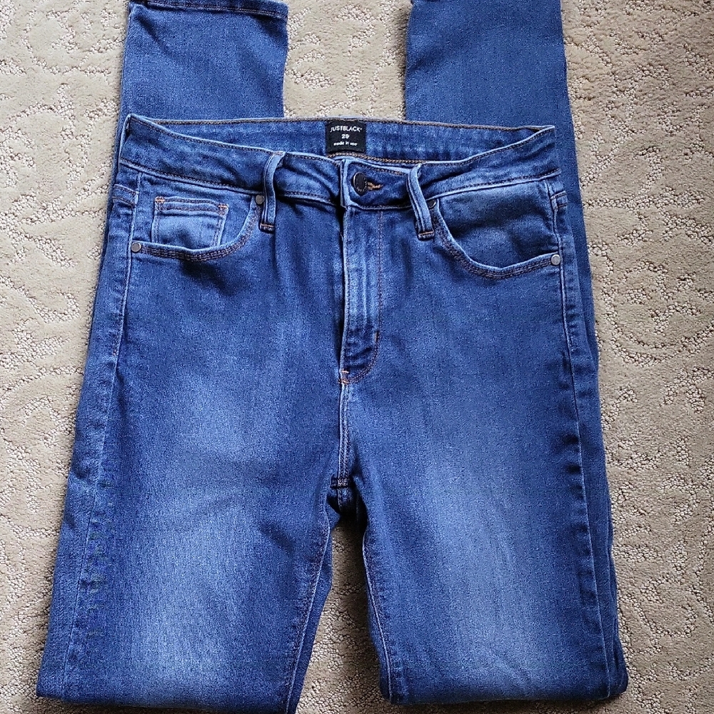 Just Black High-Rise Skinny Jeans in Medium Blue